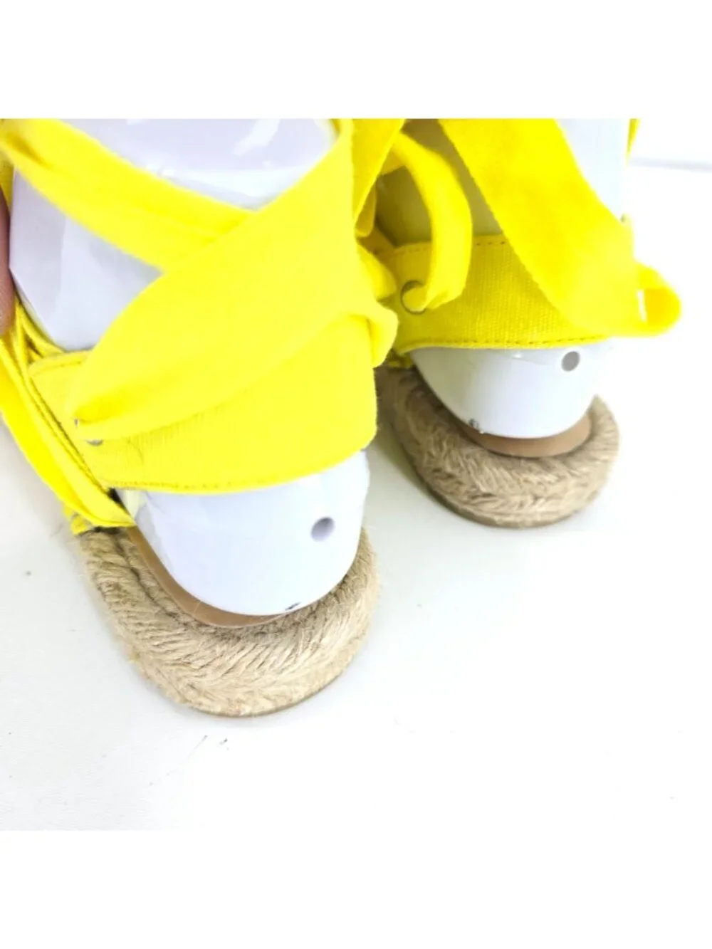J Crew Yellow Almond Toe Platform Gladiator Espadrille Lace Up Sandals Size 8